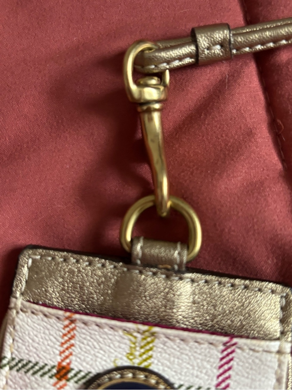 Coach Metallic Gold Trim ID Window with Magenta Insert - Picture 3 of 8